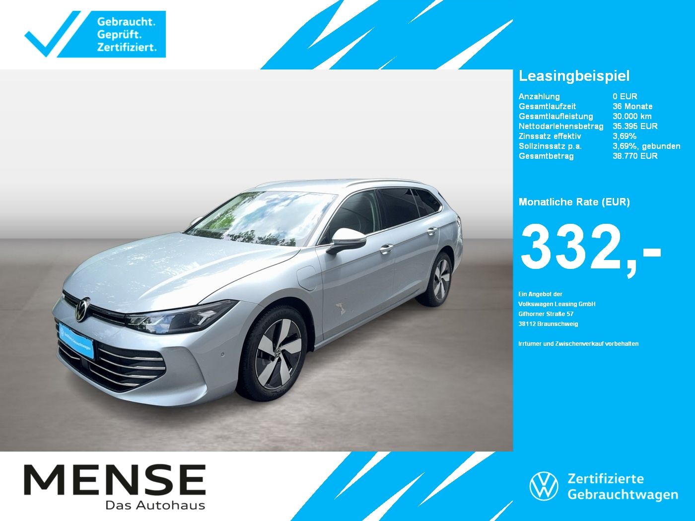 Fahrzeuge PKW autohaus mense Volkswagen Passat Variant 1.5 TSI eHybrid Business DSG CarP