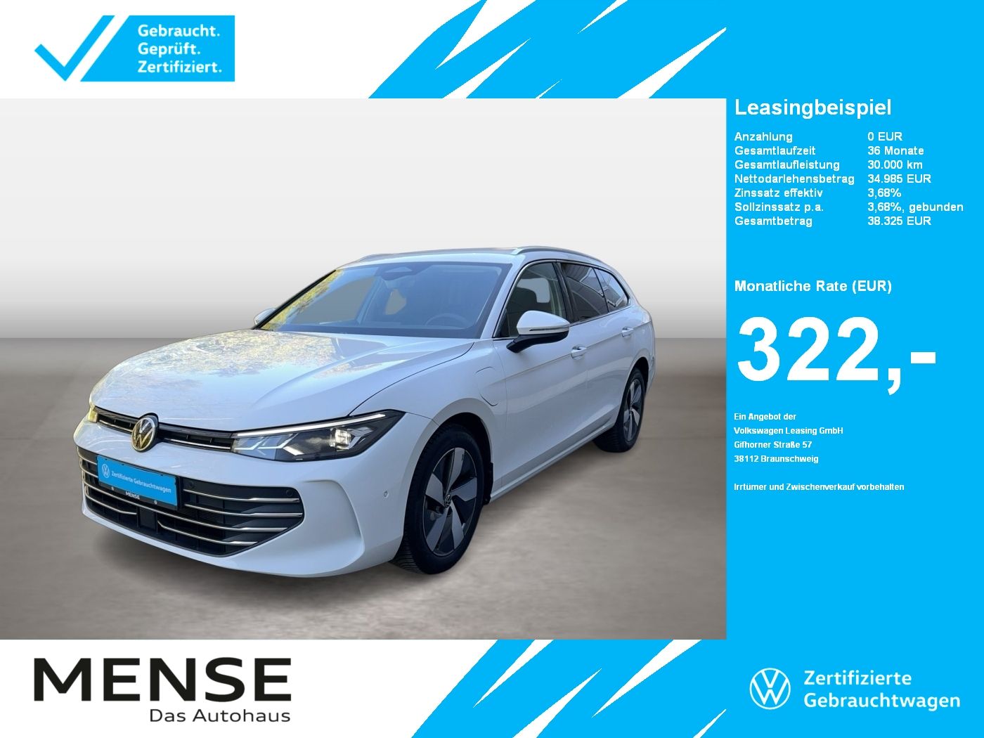 Fahrzeuge PKW autohaus mense Volkswagen Passat Variant 1.5 TSI eHybrid DSG Business AHK