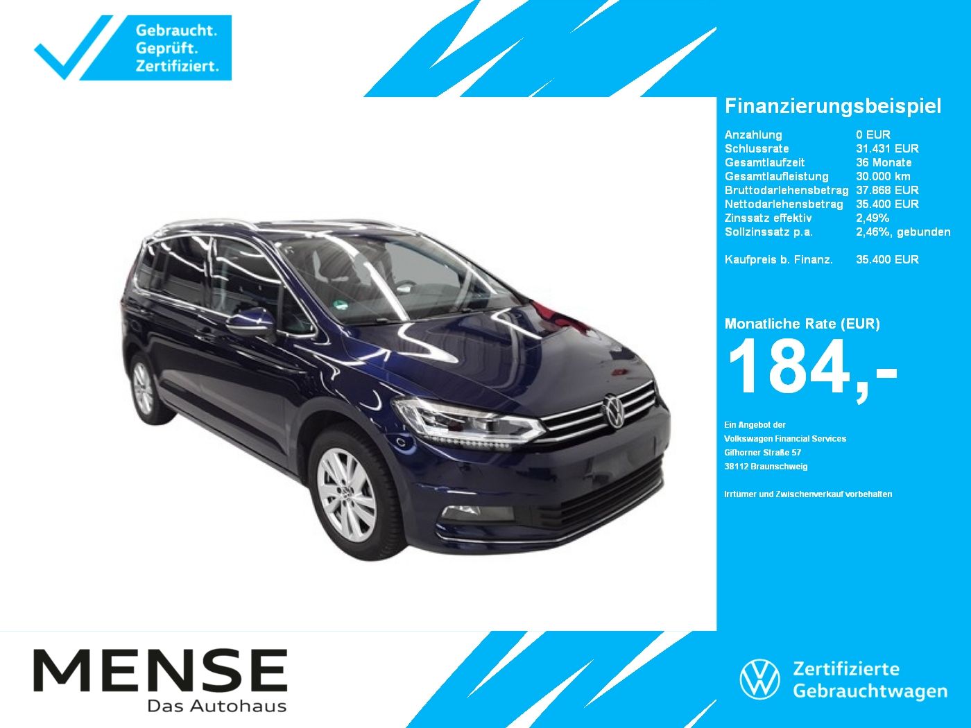 Fahrzeuge PKW autohaus mense Volkswagen Touran 2.0 TDI DSG Highline CarPlay|AHK|Pano|SD