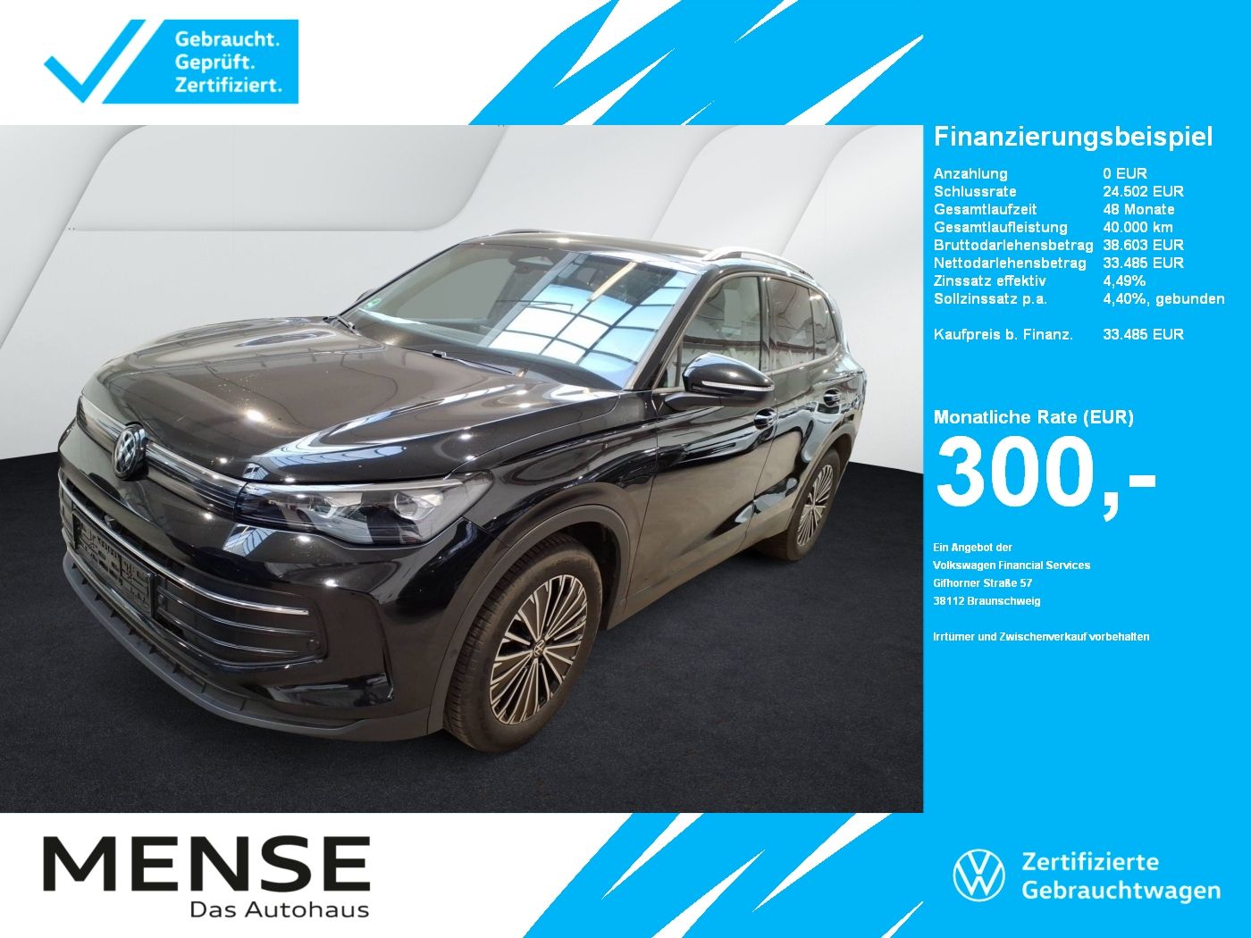 Fahrzeuge PKW autohaus mense Volkswagen Tiguan 1.5 eTSI DSG Life Goal IQ.Light|Matrix|LM