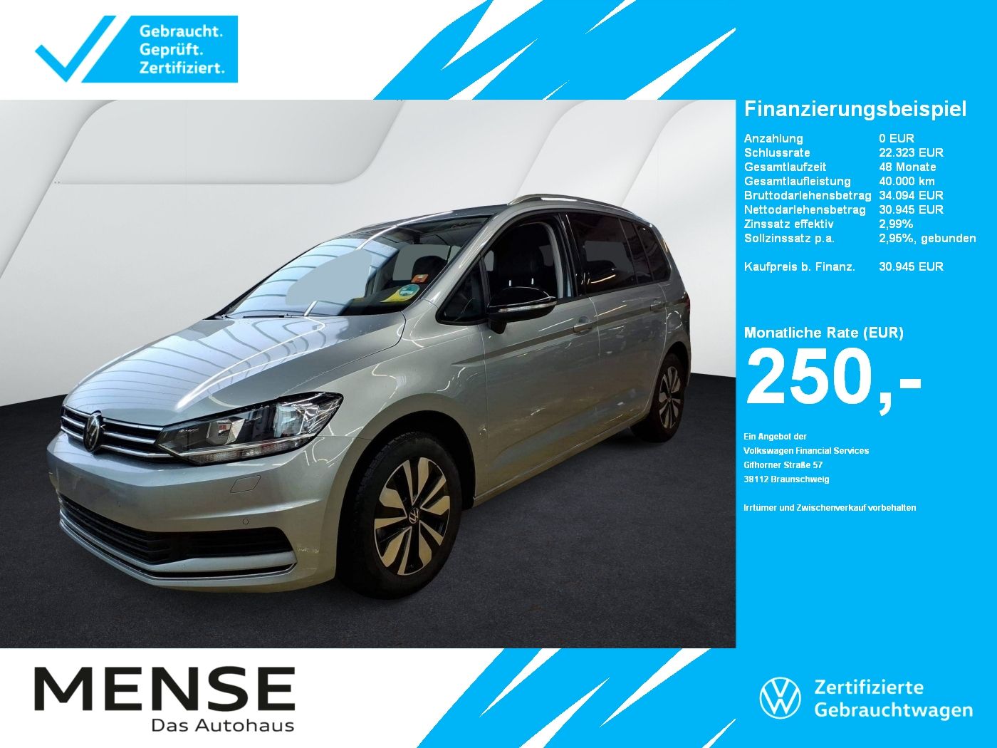 Fahrzeuge PKW autohaus mense Volkswagen Touran 1.5 TSI Comfortline Goal CarPlay|ACC|Navi