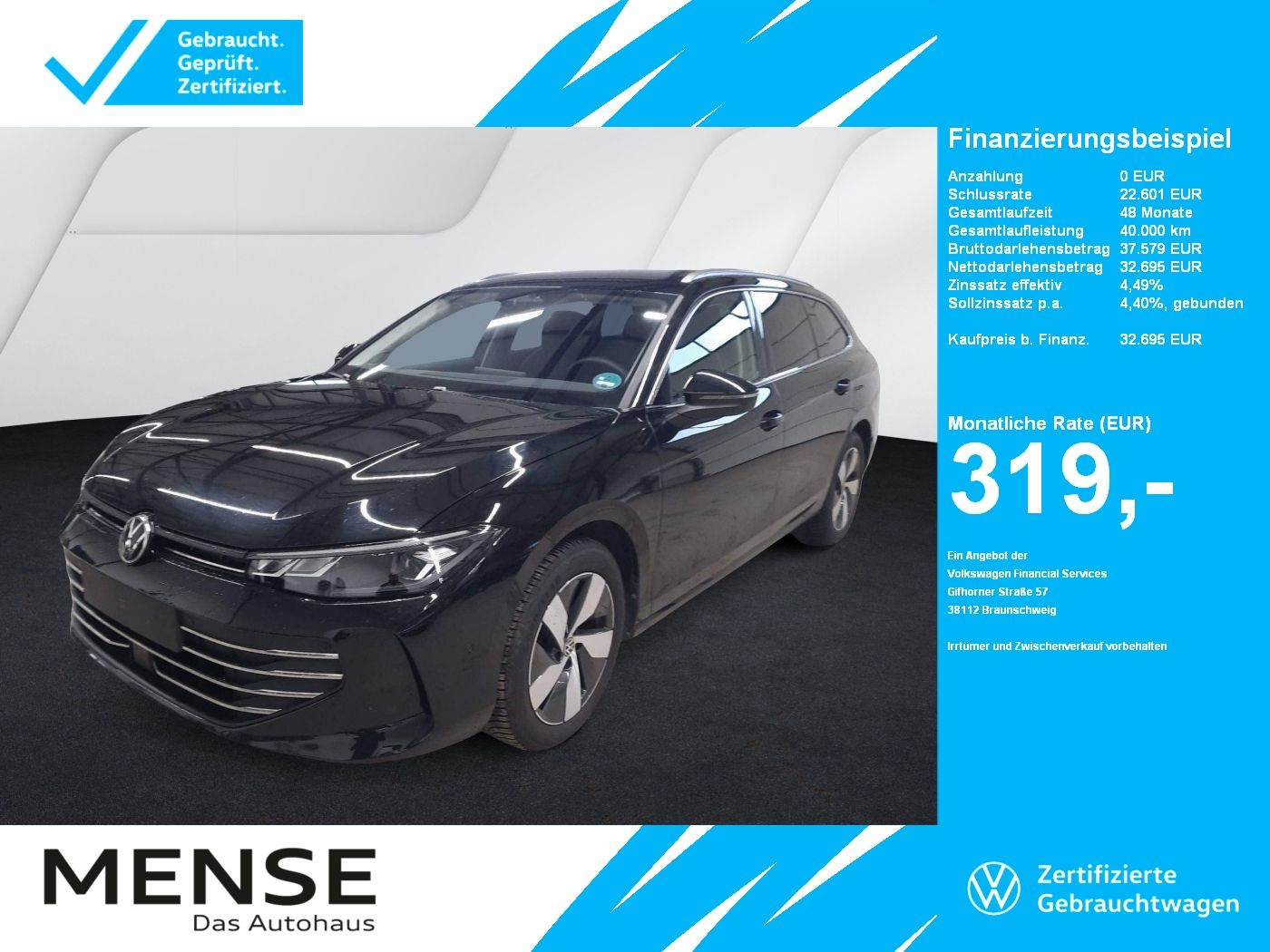 Fahrzeuge PKW autohaus mense Volkswagen Passat Variant 1.5 eTSI DSG Business CarPlay|AHK