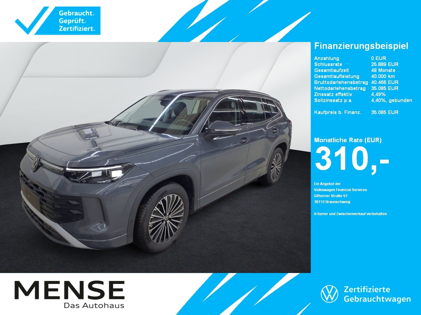 Fahrzeuge PKW autohaus mense Volkswagen Tayron 1.5 eTSI DSG IQ.Light|Matrix|CarPlay|AHK