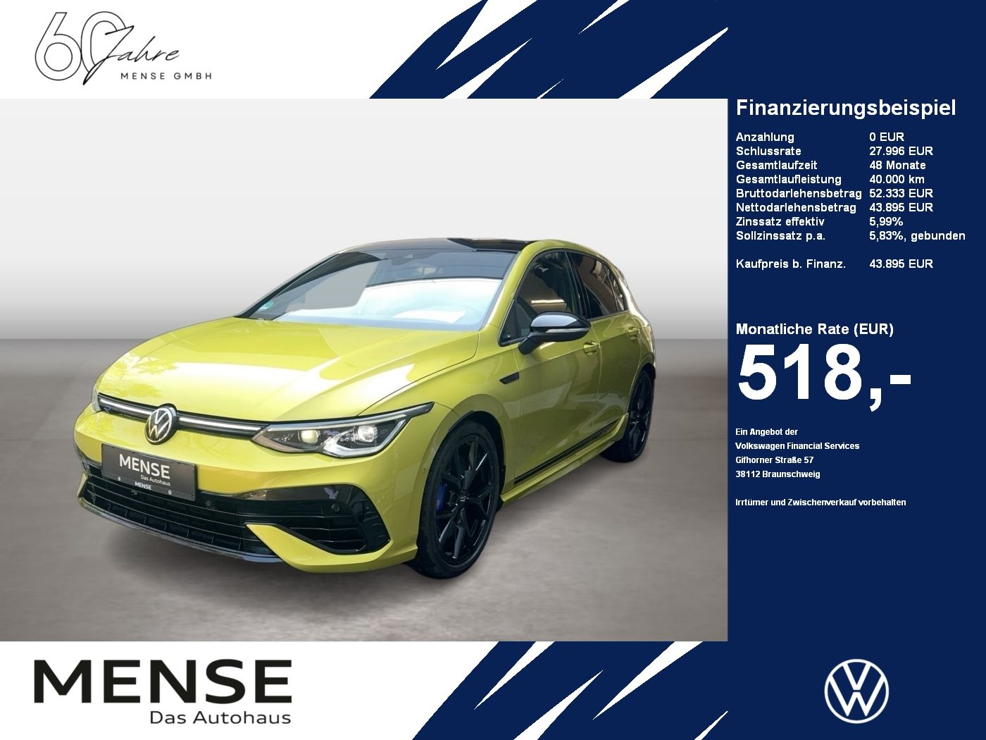 Fahrzeuge PKW autohaus mense Volkswagen Golf VIII R 333 Limited Edition DSG 4Motion 140/