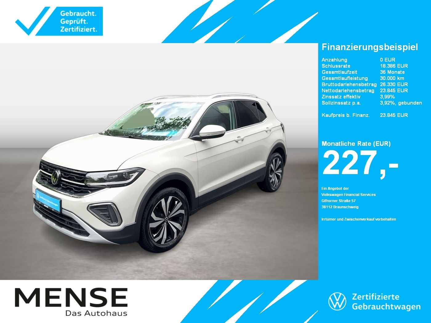 Fahrzeugabbildung Volkswagen T-Cross 1.0 TSI Style DSG IQ.Light|Matrix|ACC|LM