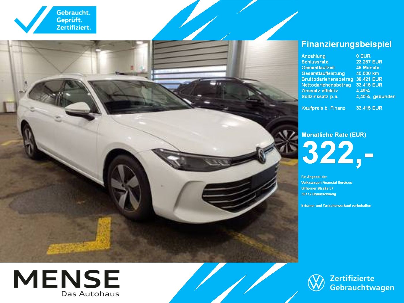 Fahrzeuge PKW autohaus mense Volkswagen Passat Variant 1.5 eTSI DSG Business CarPlay|AHK