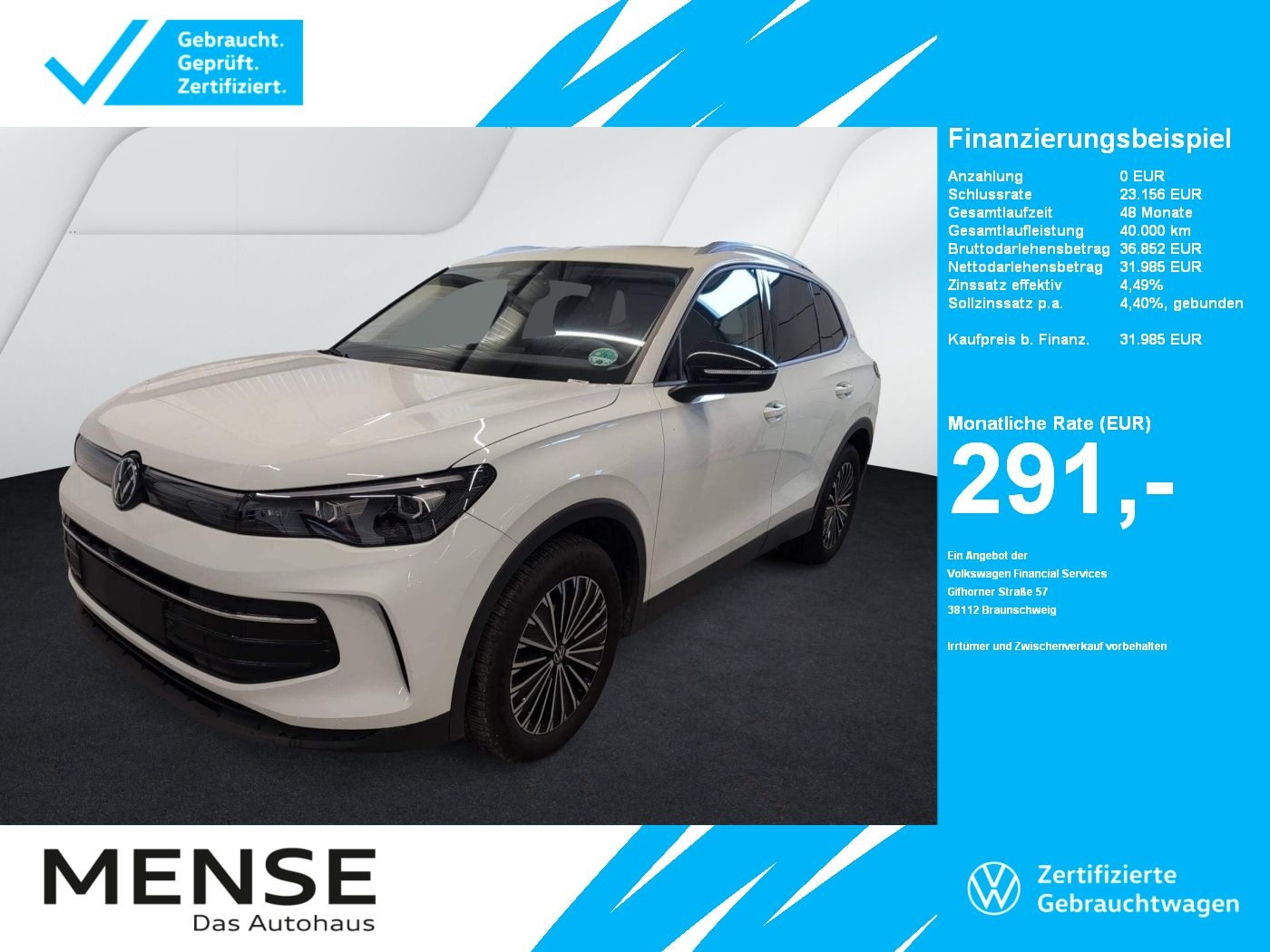 Fahrzeuge PKW autohaus mense Volkswagen Tiguan 1.5 eTSI DSG Goal Life CarPlay|AHK|ACC|LM