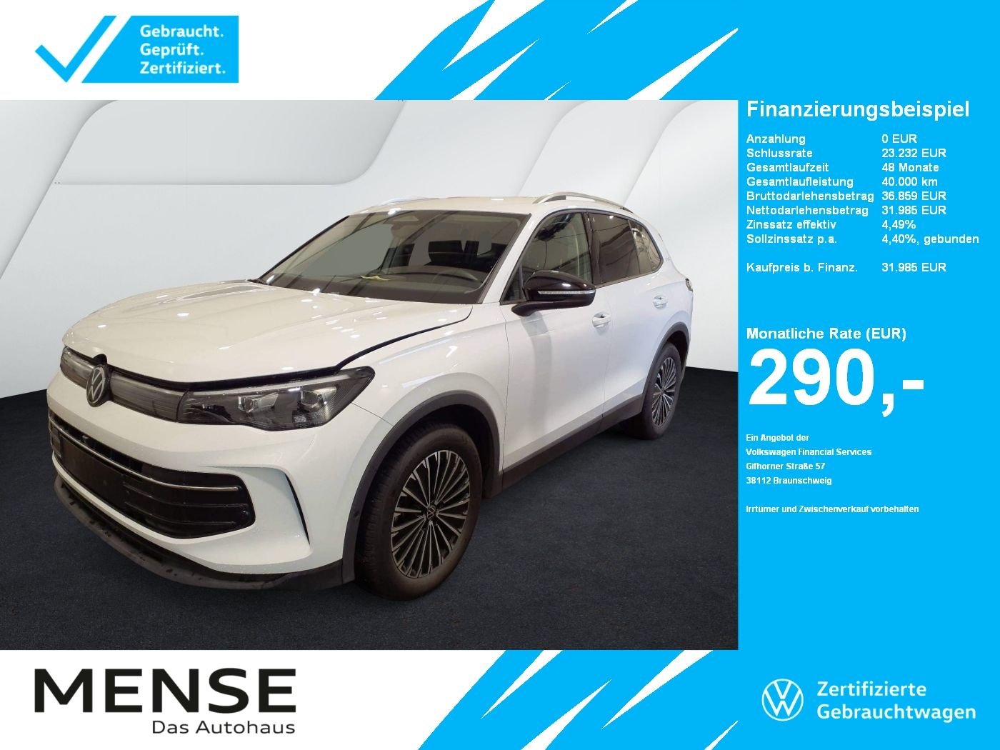 Fahrzeuge PKW autohaus mense Volkswagen Tiguan 1.5 eTSI DSG Goal Life CarPlay|AHK|ACC|LM