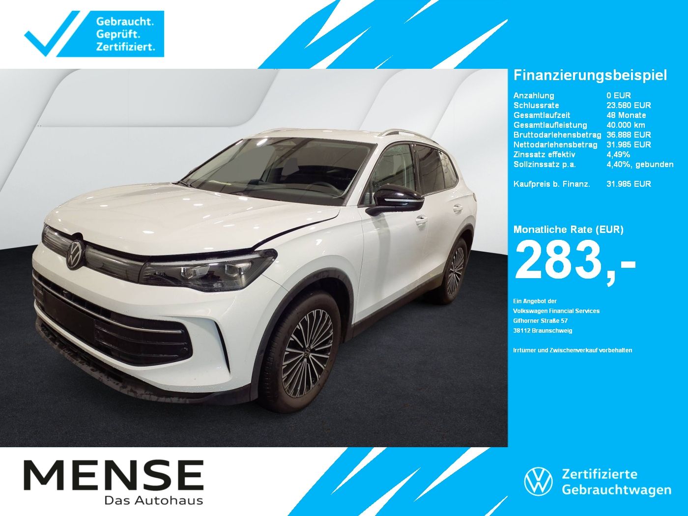 Fahrzeuge PKW autohaus mense Volkswagen Tiguan 1.5 eTSI DSG Goal Life CarPlay|AHK|ACC|LM