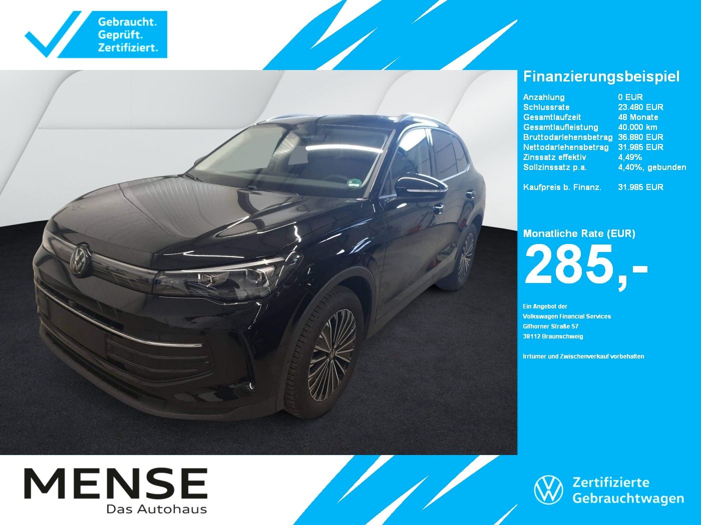Fahrzeuge PKW autohaus mense Volkswagen Tiguan 1.5 eTSI DSG Goal Life CarPlay|AHK|ACC|LM