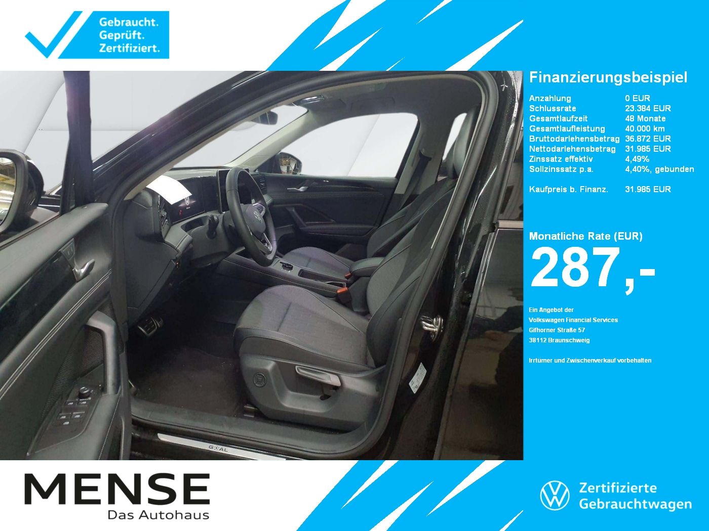 Fahrzeuge PKW autohaus mense Volkswagen Tiguan 1.5 eTSI DSG Goal Life CarPlay|AHK|ACC|LM