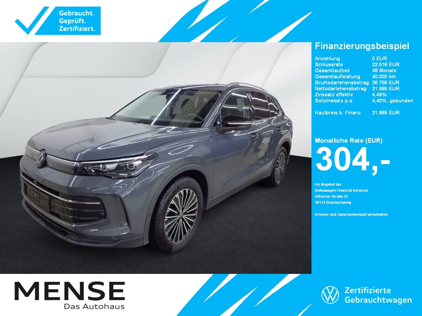 Fahrzeuge PKW autohaus mense Volkswagen Tiguan 1.5 eTSI 96 kW Goal 2025 CarPlay|ACC|LED