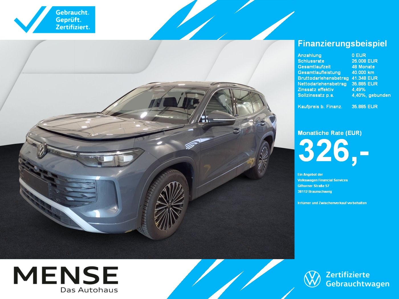 Fahrzeuge PKW autohaus mense Volkswagen Tayron 1.5 eTSI DSG Life IQ.Light|Matrix|CarPlay