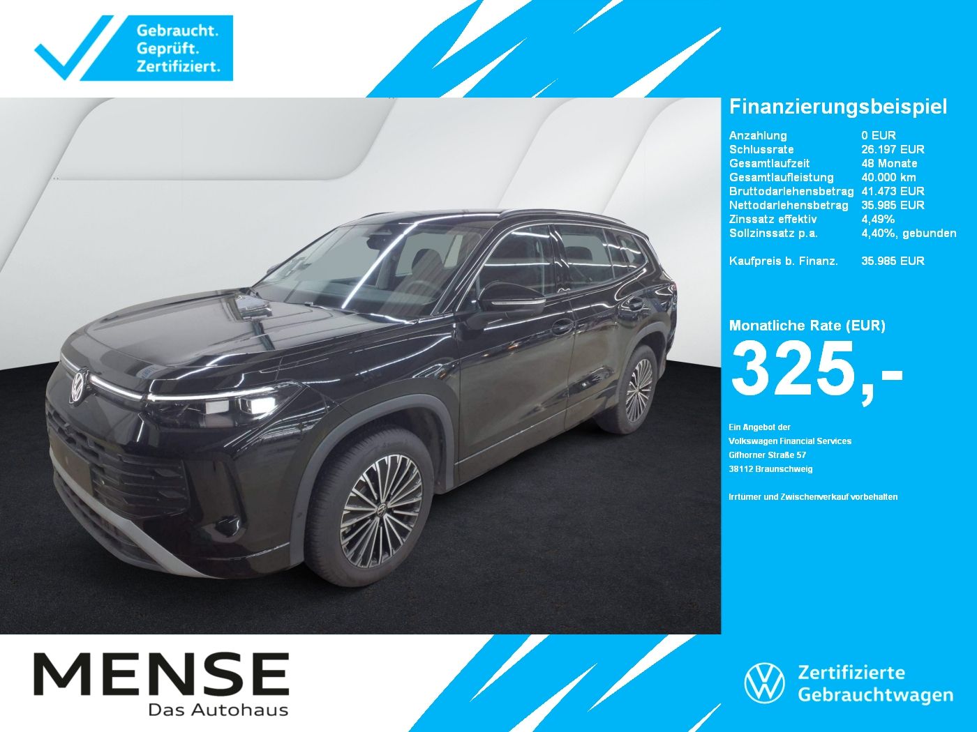 Fahrzeuge PKW autohaus mense Volkswagen Tayron 1.5 eTSI 110 kW Life 2026 IQ.Light|Matrix