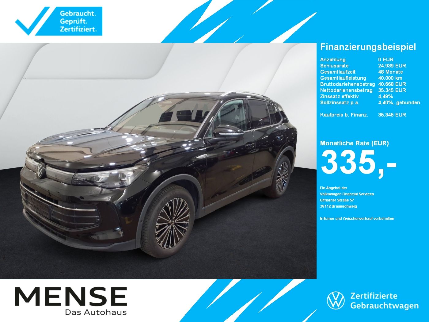 Fahrzeuge PKW autohaus mense Volkswagen Tiguan 1.5 eTSI 110 kW Goal 2025 IQ.Light|Matrix
