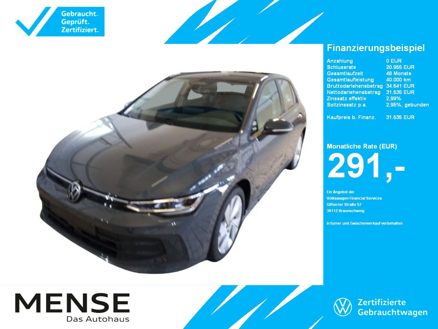 Fahrzeuge PKW autohaus mense Volkswagen Golf VIII 1.5 eHybrid CarPlay|ACC|LED|Navi|PDC
