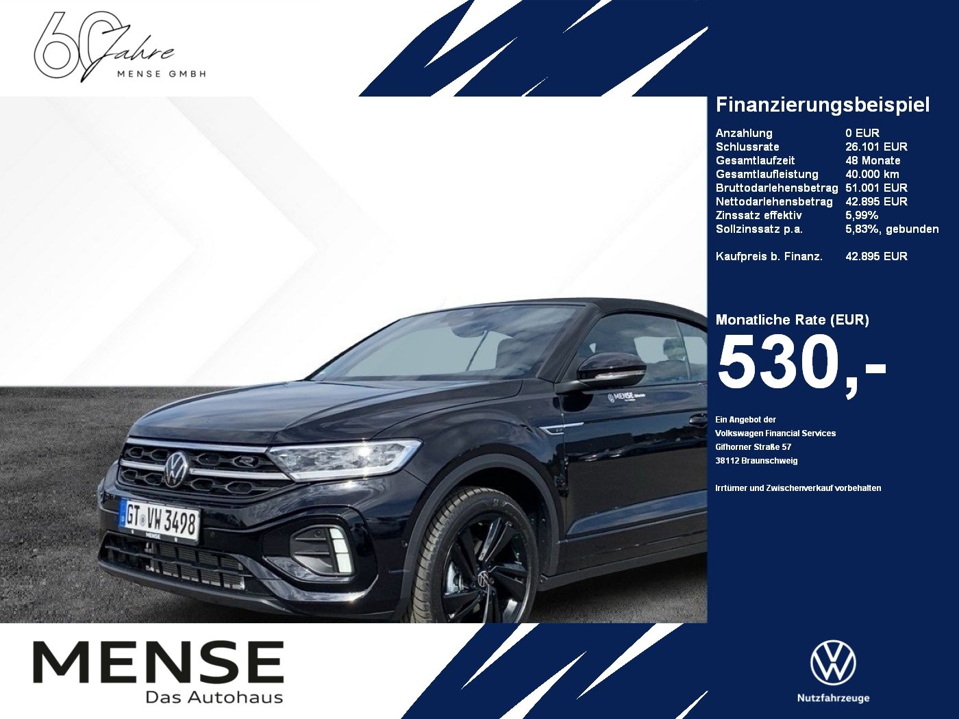 Fahrzeuge PKW autohaus mense Volkswagen T-Roc Cabriolet R-Line 1.5 l TSI OPF DSG AHK