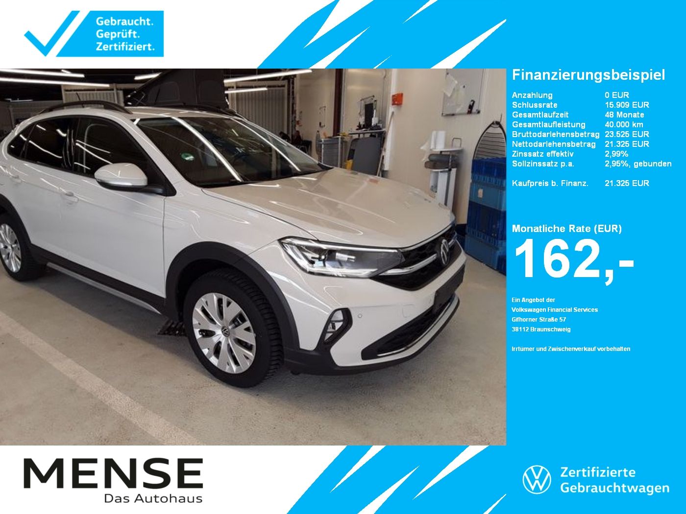 Fahrzeuge PKW autohaus mense Volkswagen Taigo 1.0 TSI Life IQ.Light Matrix CarPlay LED