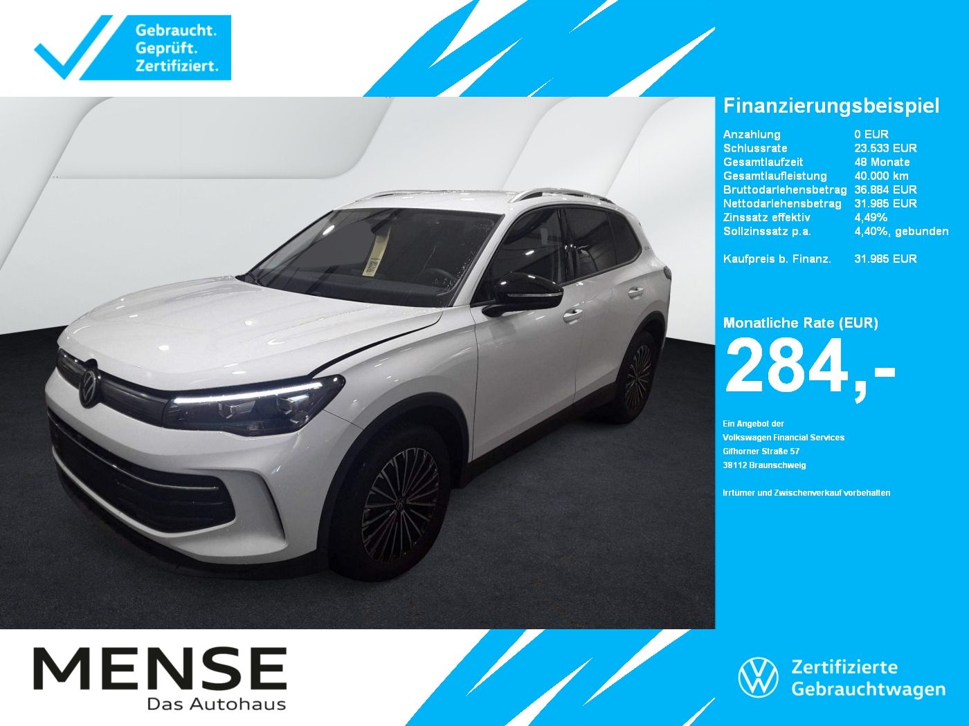 Fahrzeuge PKW autohaus mense Volkswagen Tiguan 1.5 eTSI DSG Goal Life CarPlay|AHK|ACC|LM
