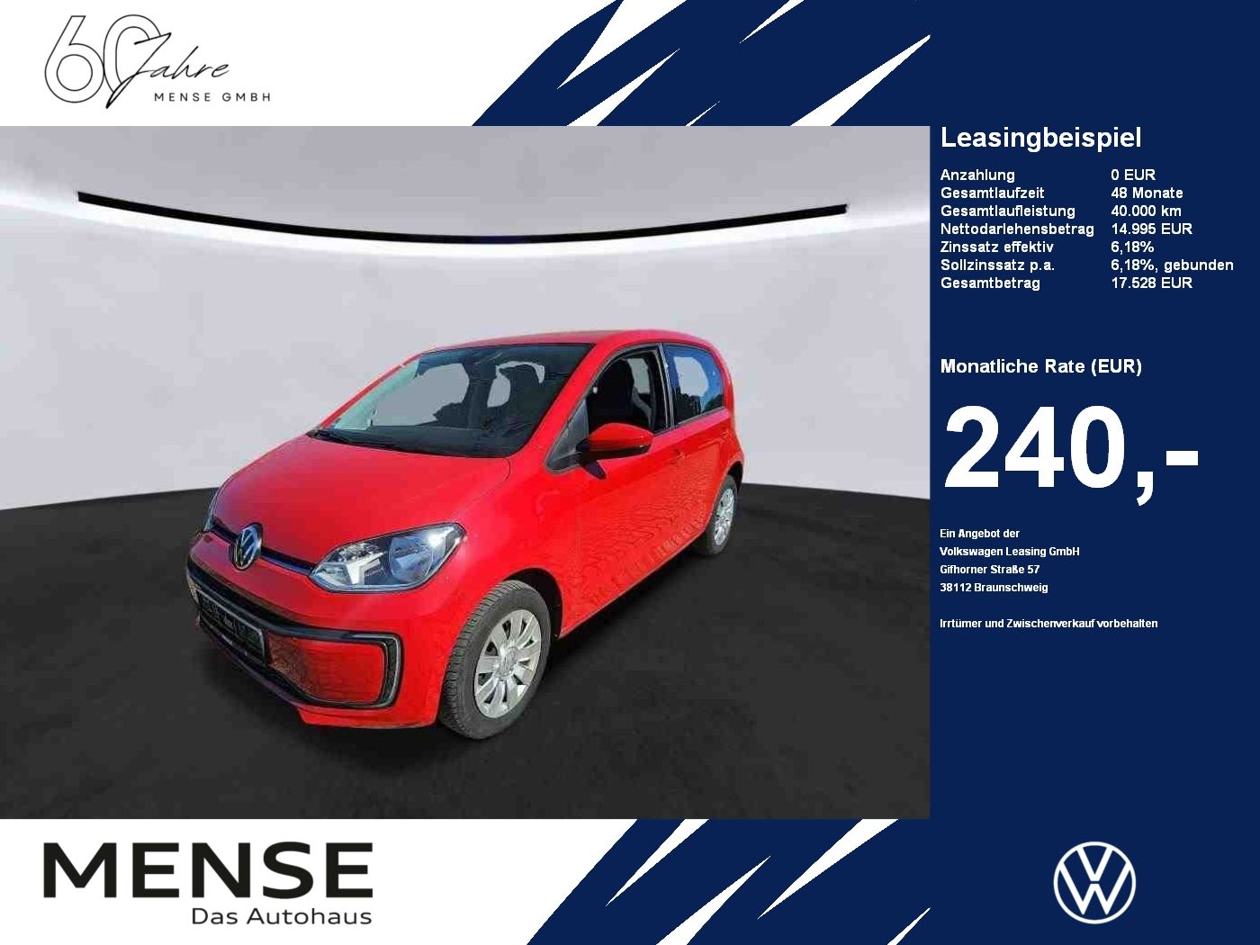 Fahrzeuge PKW autohaus mense Volkswagen e-up! move up! electric Kamera KlimaA PDC AUT