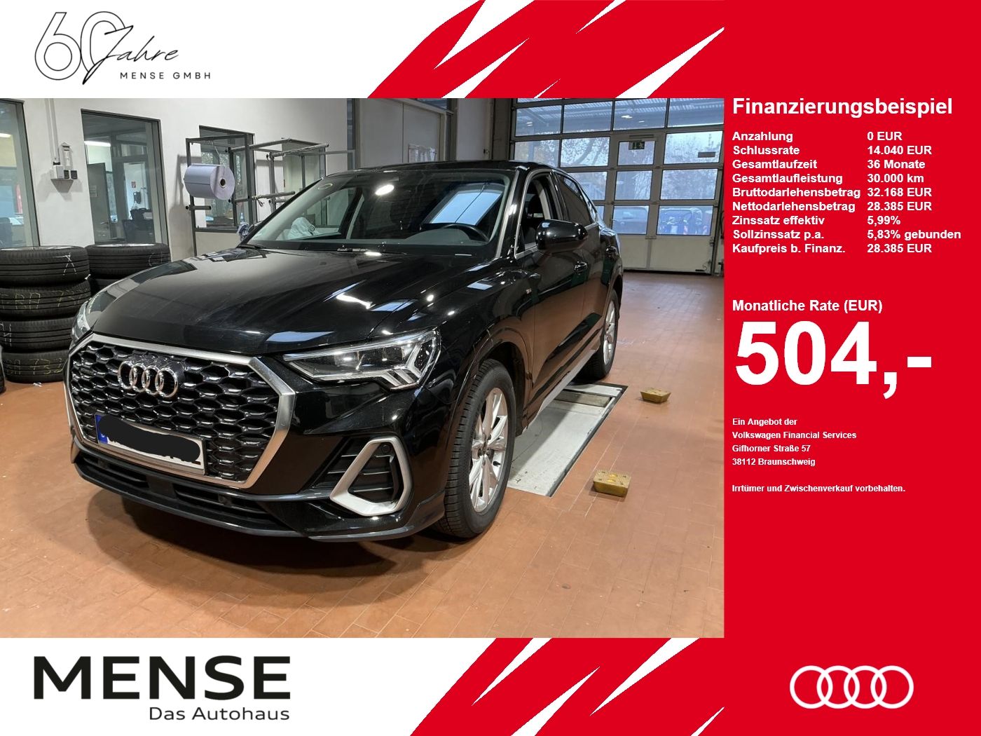 Fahrzeugabbildung Audi Q3 Sportback 40 TDI quattro S tronic S line AHK - mit KI generiert/bearbeitet