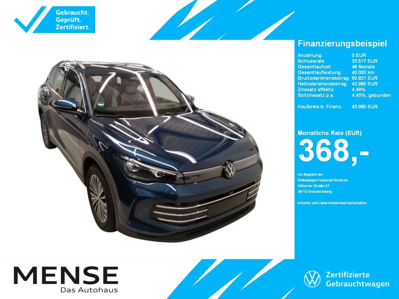 Fahrzeuge PKW autohaus mense Volkswagen Tiguan 2.0 TDI DSG Elegance IQ.Light Matrix h/k