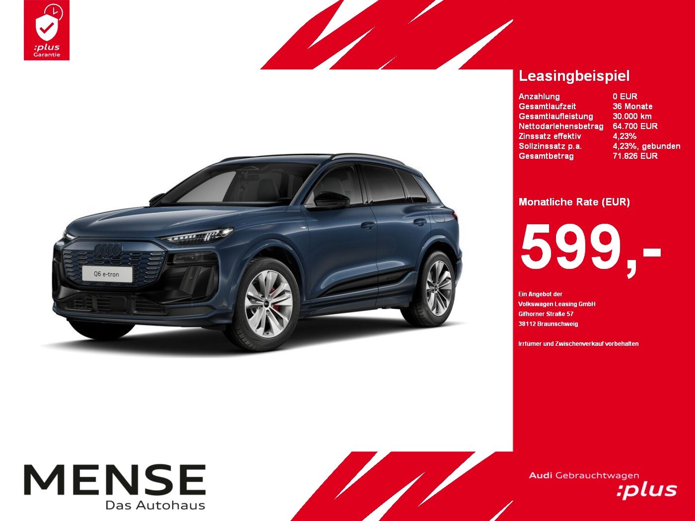 Fahrzeuge PKW autohaus mense Audi Q6 e-tron quattro S-Line B&O AHK HUD Pano