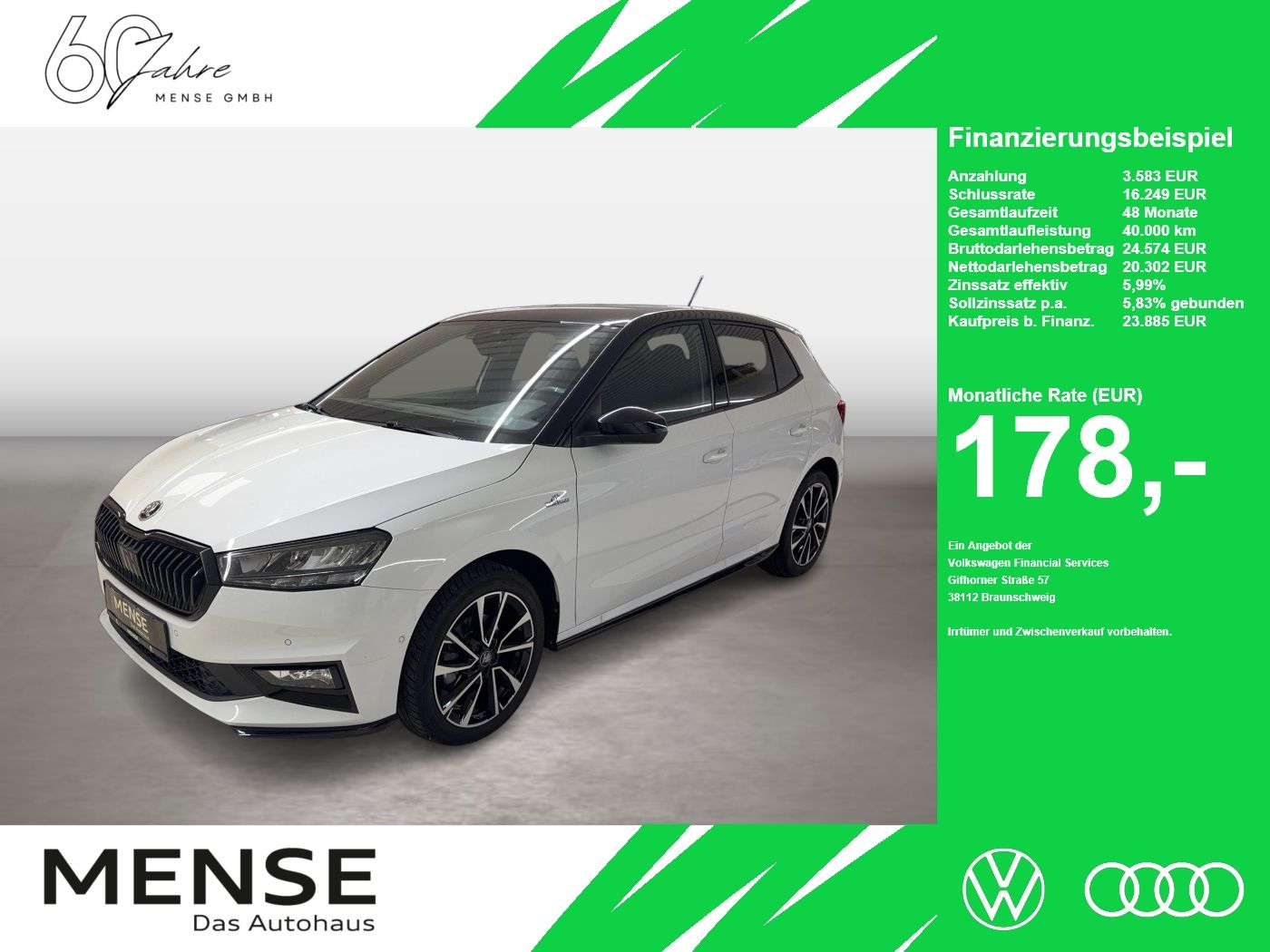 Fahrzeuge PKW autohaus mense SKODA Fabia Fabia Monte Carlo 1.5l TSI 110 kW 7-Gang-D - mit KI generiert/bearbeitet