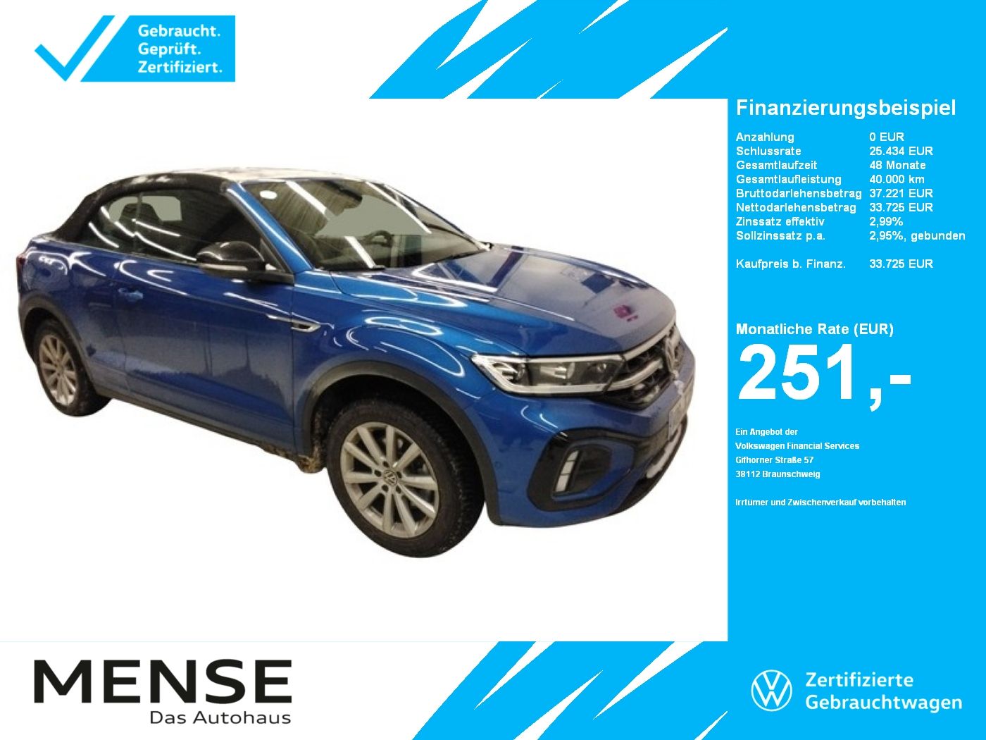 Fahrzeuge PKW autohaus mense Volkswagen T-Roc Cabriolet 1.5 TSI DSG R-Line IQ.Light AHK