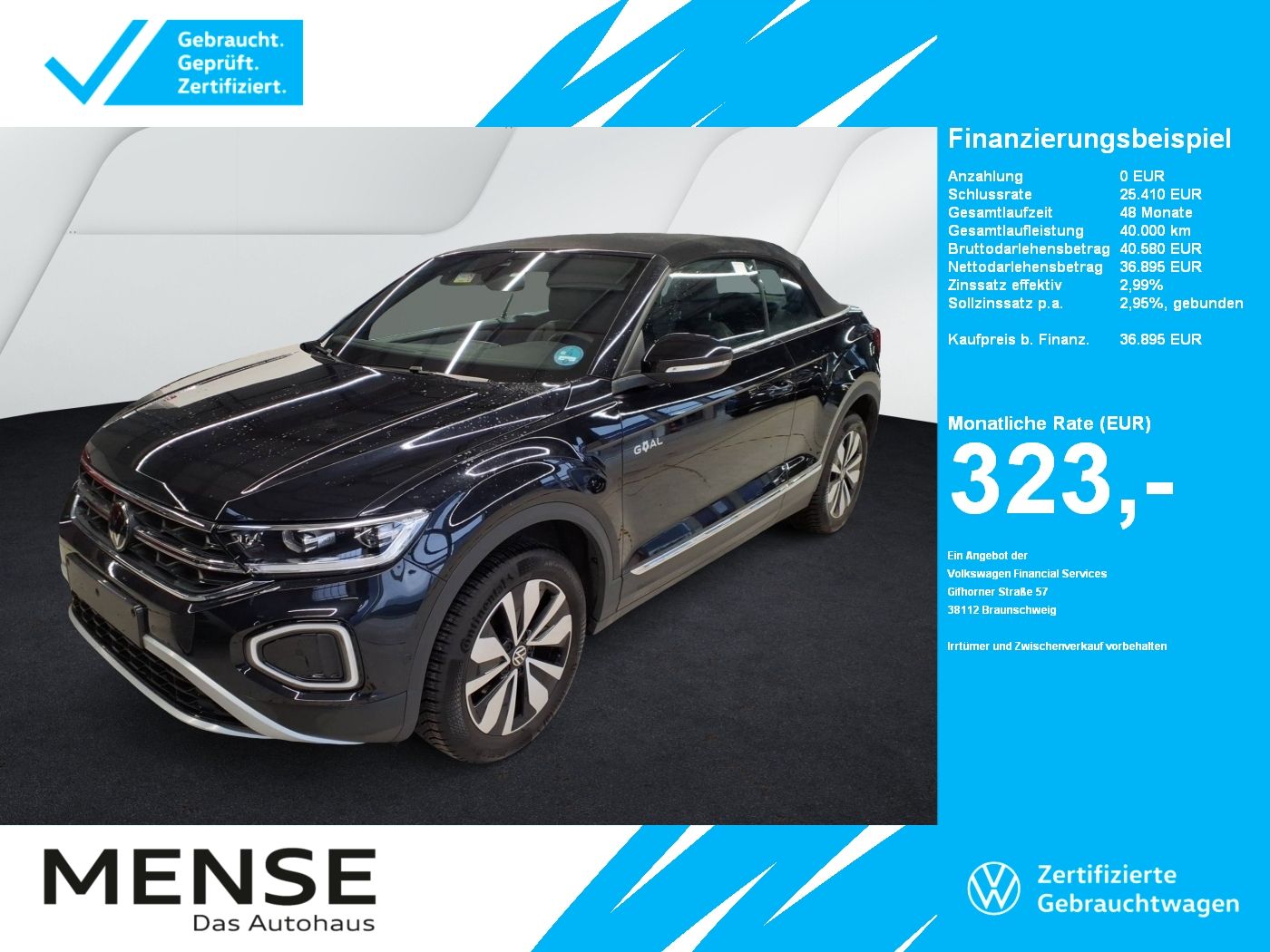 Fahrzeuge PKW autohaus mense Volkswagen T-Roc Cabriolet 1.5 TSI DSG R-Line IQ.Light AHK
