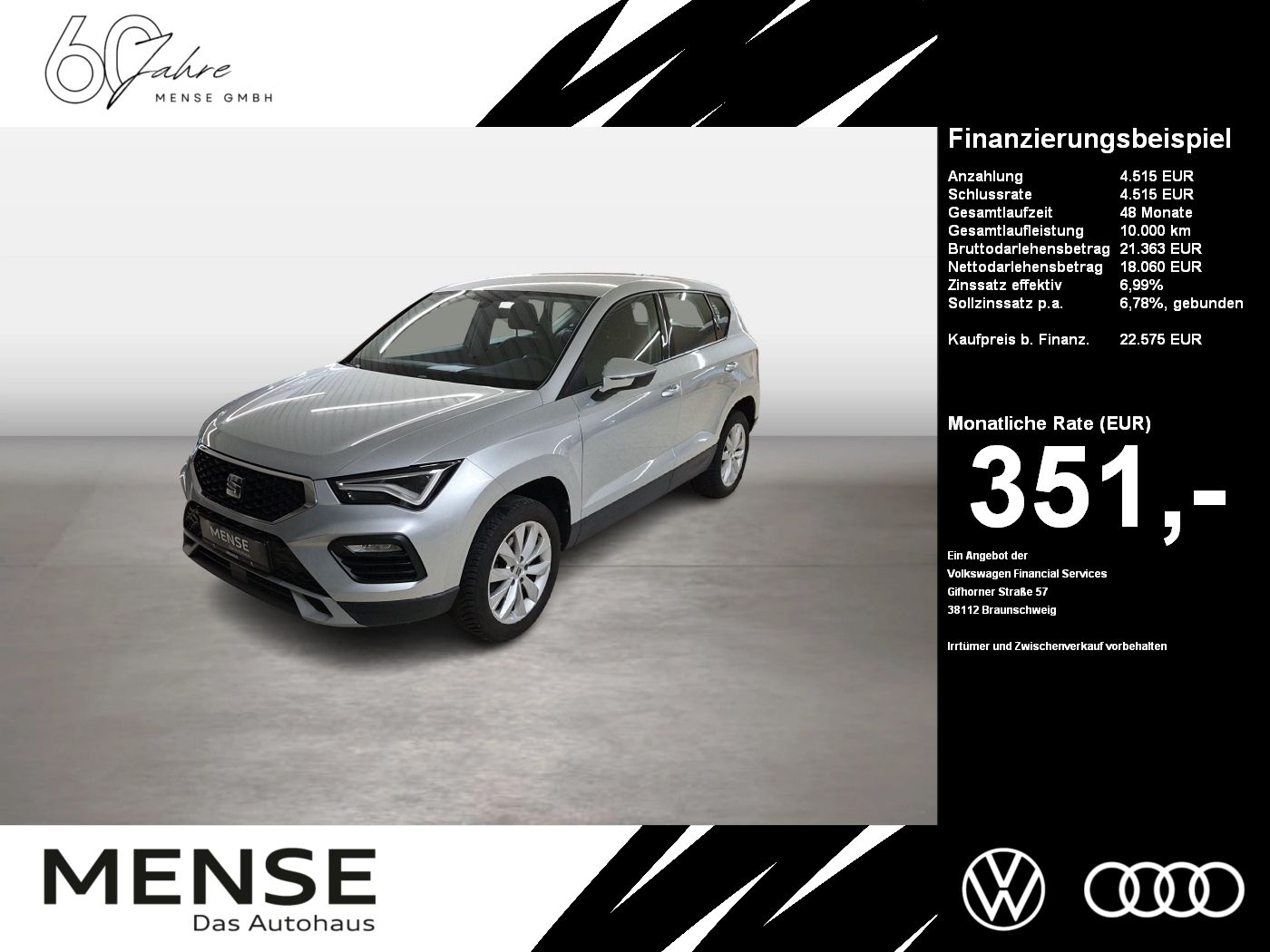 Fahrzeuge PKW autohaus mense SEAT Ateca 1.5 TSI ACT Style AHK LED Navi VirtualCP