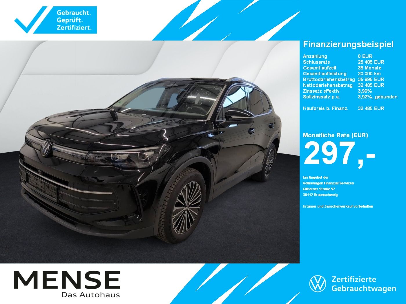 Fahrzeuge PKW autohaus mense Volkswagen Tiguan 1.5 eTSI DSG Goal CarPlay ACC LED Navi LM