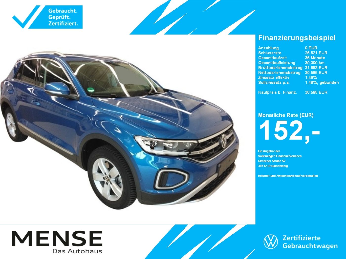 Fahrzeuge PKW autohaus mense Volkswagen T-Roc 2.0 TDI DSG Style CarPlay AHK ACC LED Navi