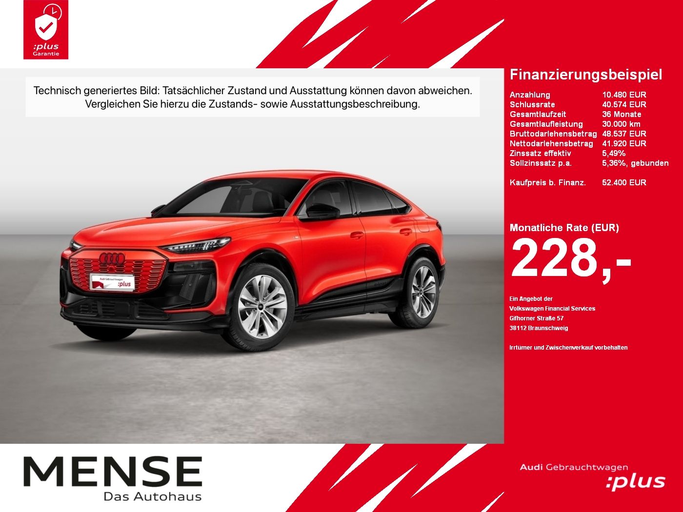 Fahrzeug autohaus mense Fahrzeugabbildung Audi Q6 Sportback e-tron 185 kW S-Line Standhzg ACC