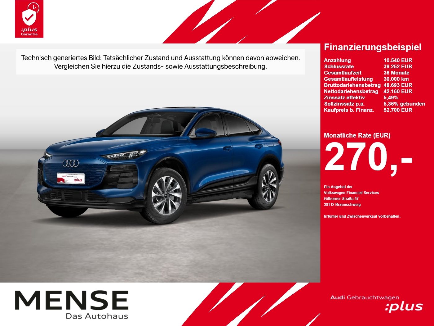 Fahrzeugabbildung Audi Q6 Sportback e-tron 185KW AHK Pano Standhzg ACC