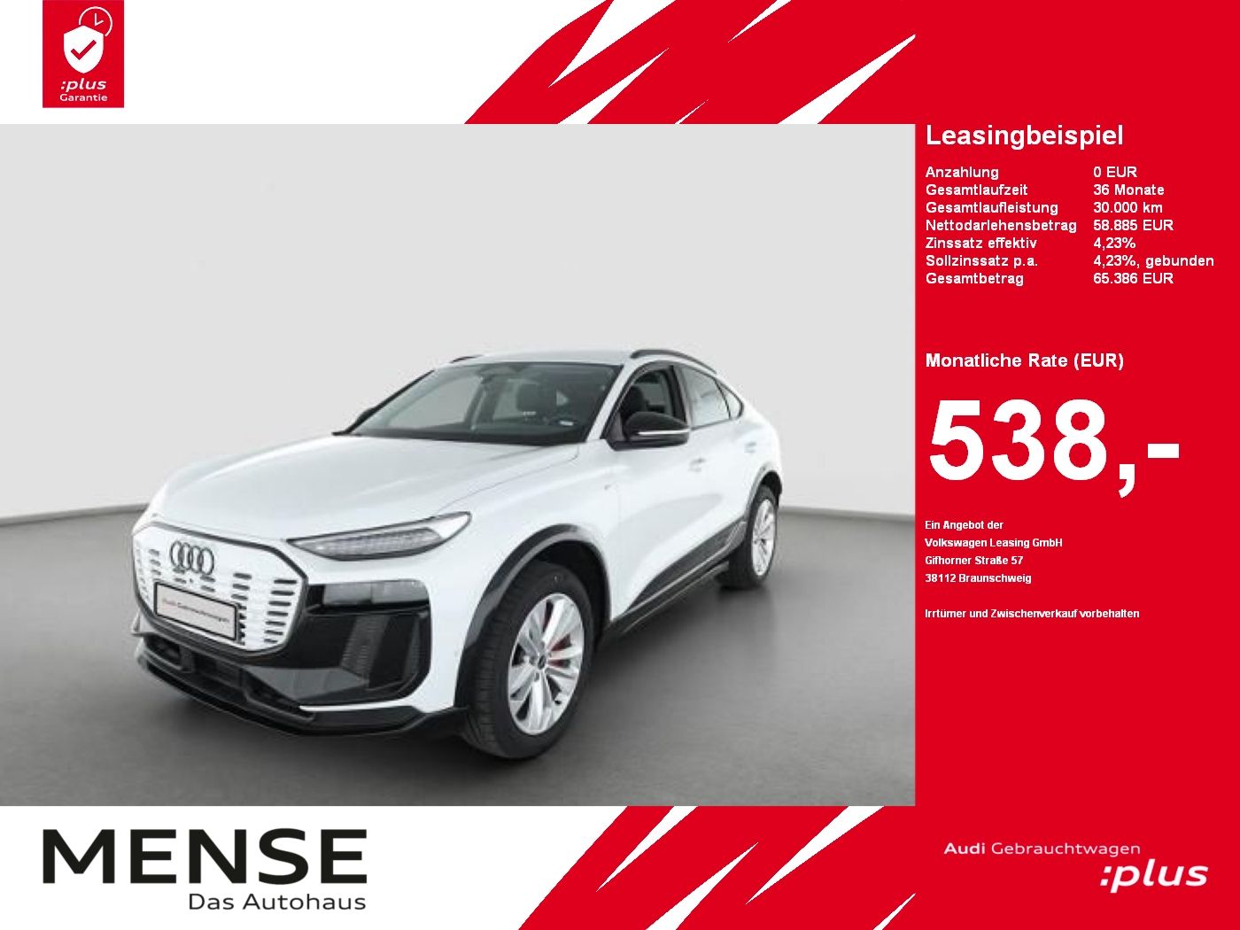 Fahrzeuge PKW autohaus mense Audi Q6 Sportback e-tron performance S-Line B&O HUD