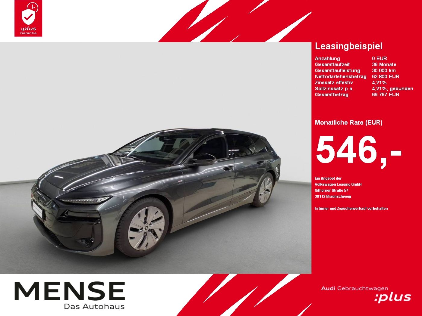 Fahrzeuge PKW autohaus mense Audi A6 Avant e-tron performance S-Line B&O HUD Luft
