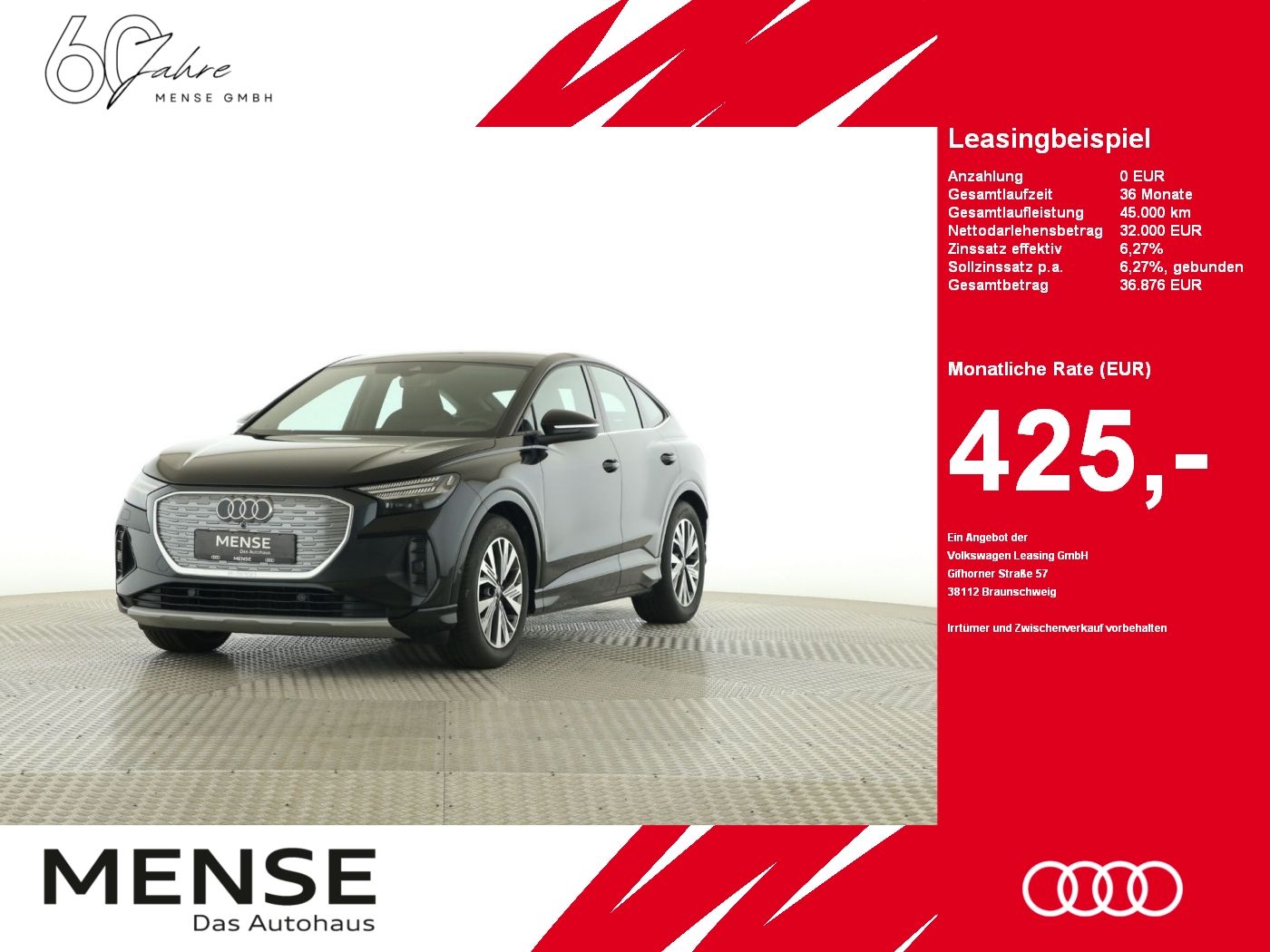 Fahrzeuge PKW autohaus mense Audi Q4 Sportback e-tron 40 Advanced Matrix|ACC|LM
