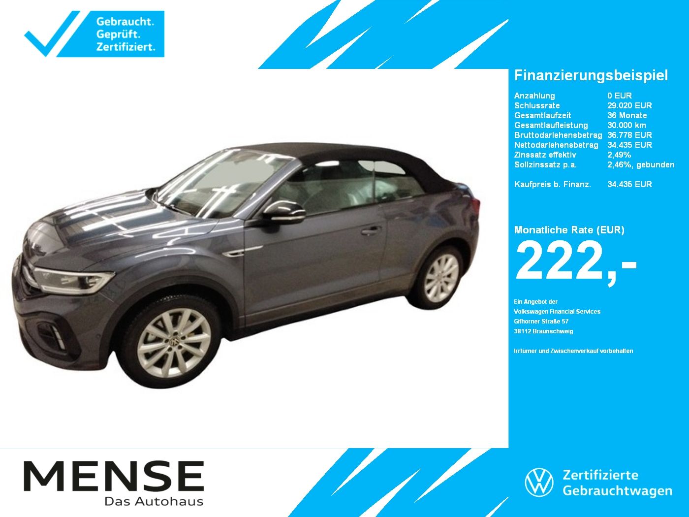Fahrzeuge PKW autohaus mense Volkswagen T-Roc Cabriolet 5 TSI DS R-Line IQ.Light Matrix