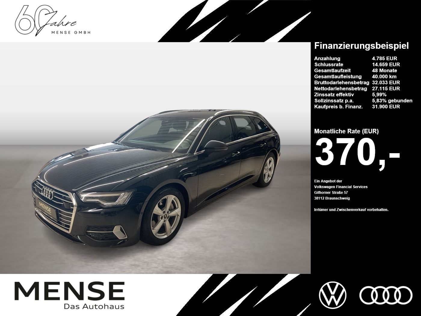 Fahrzeugabbildung Audi A6 Avant 45 TDI quattro S tronic Sport Matrix AH - mit KI generiert/bearbeitet