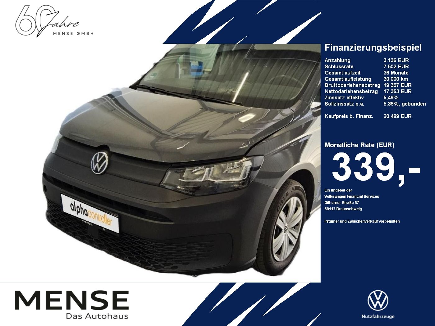 Fahrzeuge PKW autohaus mense Volkswagen Caddy Cargo Motor: 2.0 l TDI Kühlkasten EU6 SCR