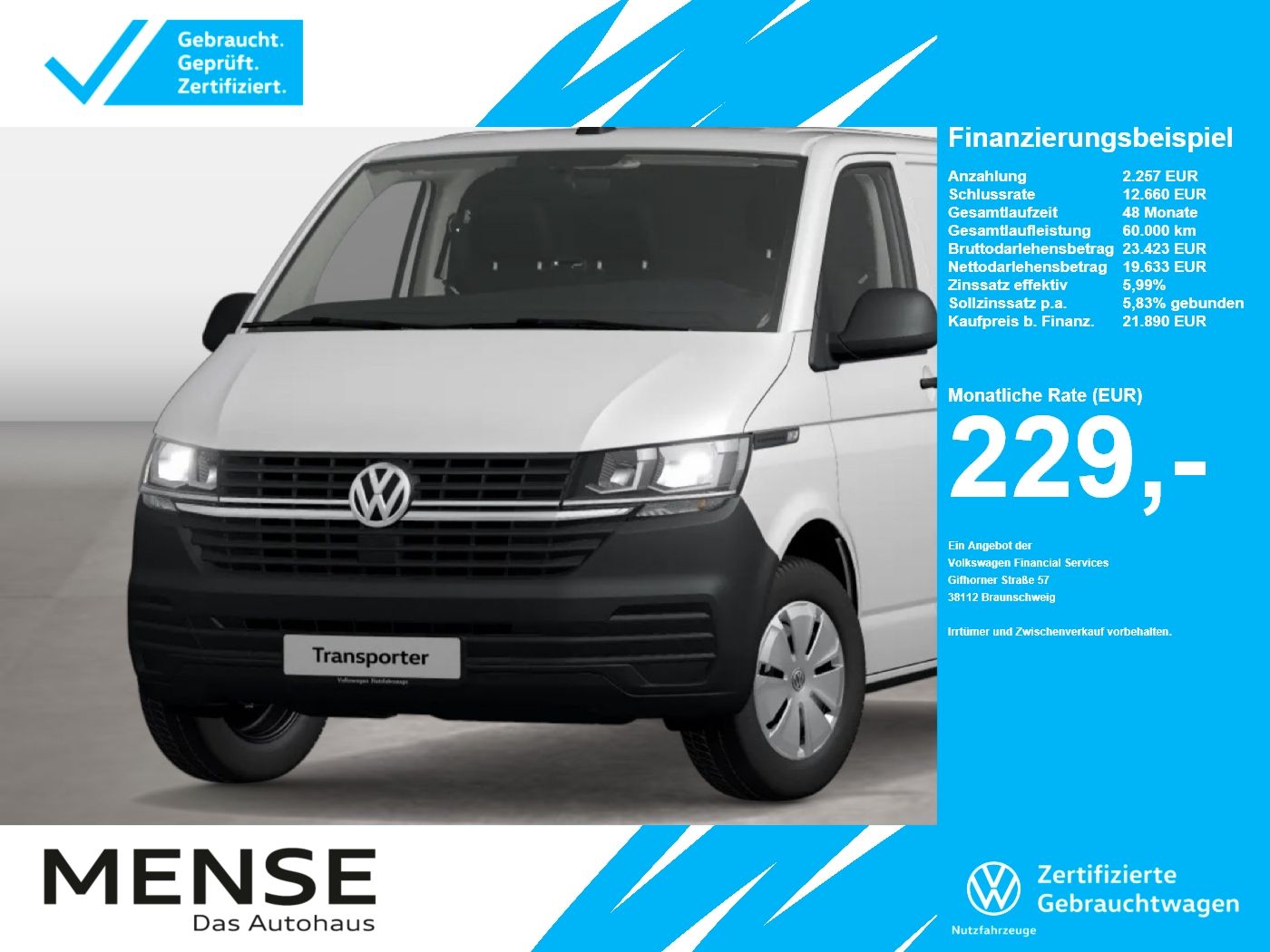 Fahrzeuge Nutzfahrzeuge/Camping autohaus mense Volkswagen Transporter 6.1 Kasten Motor: 2.0 l TDI SCR 110 - mit KI generiert/bearbeitet