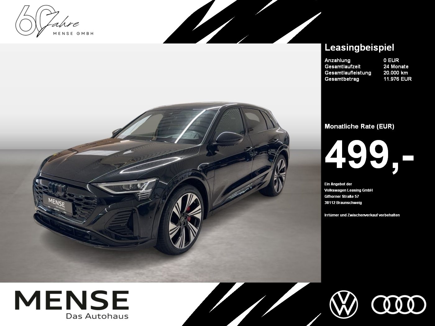 Fahrzeuge PKW autohaus mense Audi Q8 e-tron 50 quattro S line 2025 Matrix AHK HUD