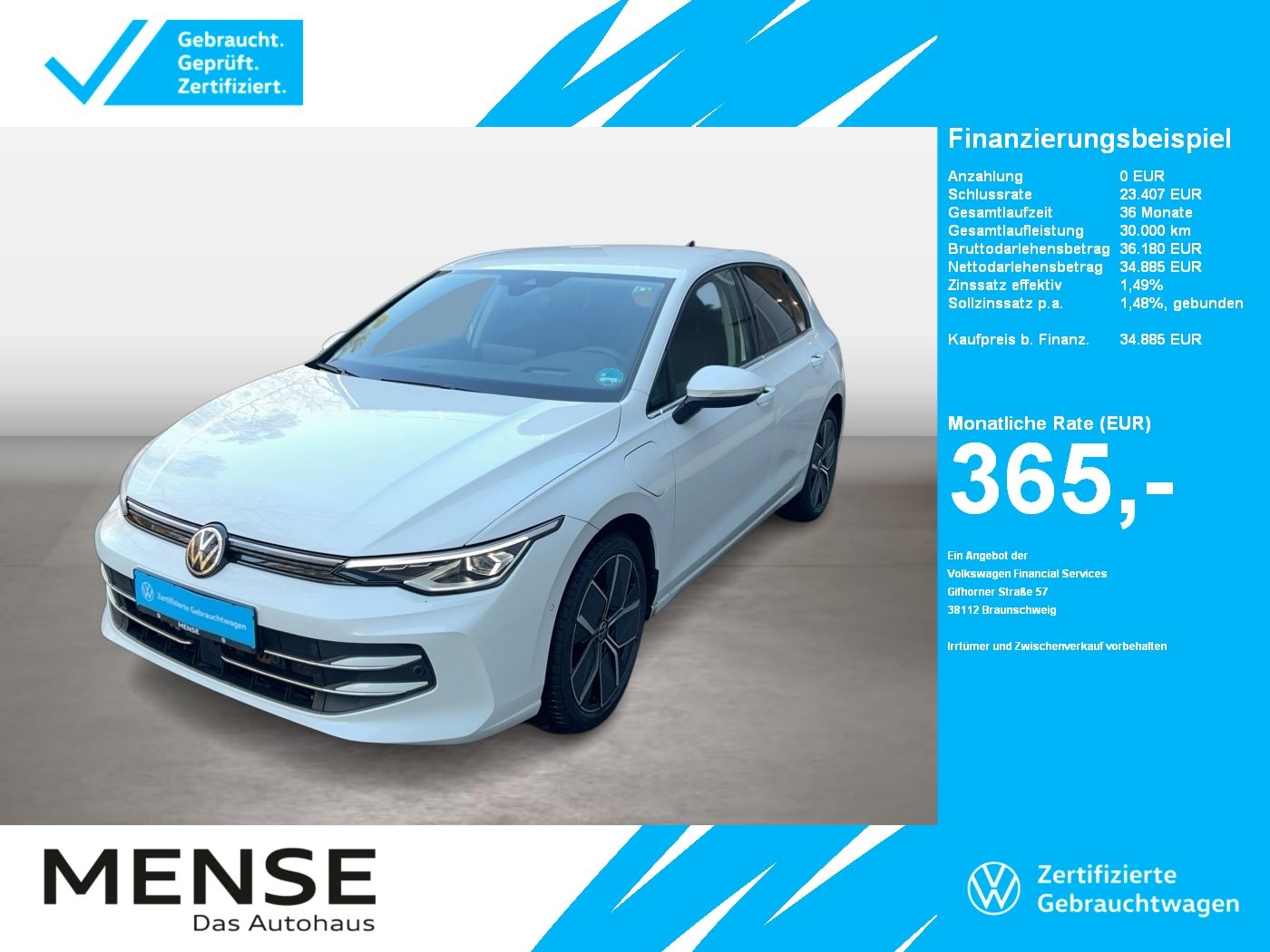 Fahrzeuge PKW autohaus mense Volkswagen Golf VIII 1.5 TSI DSG eHybrid Style
