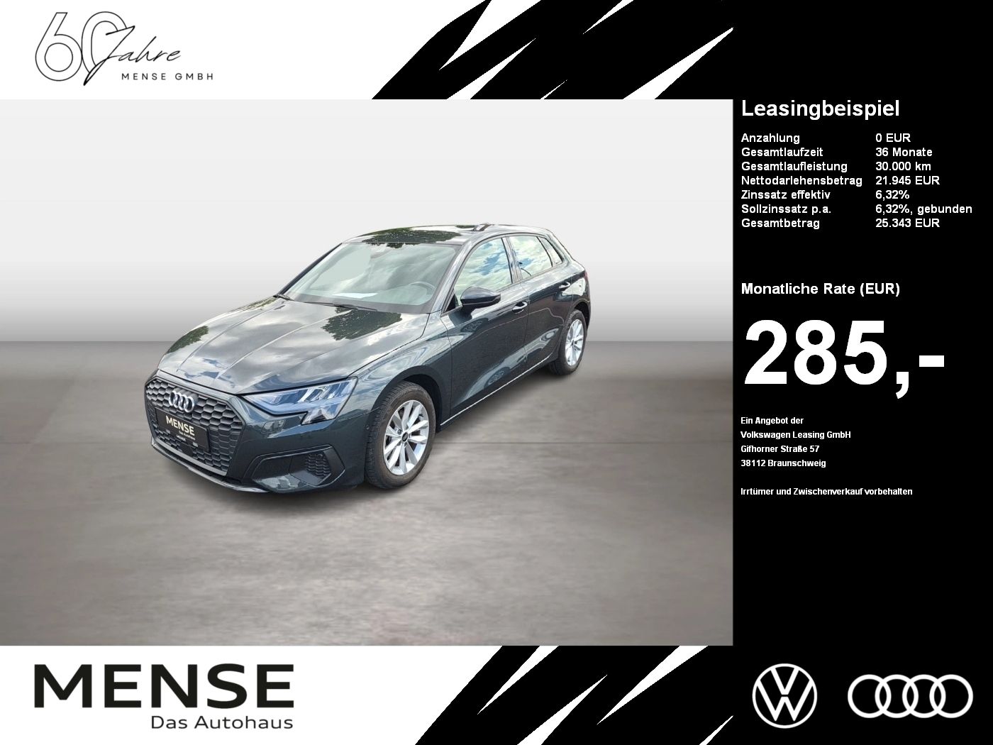 Fahrzeuge PKW autohaus mense Audi A3 Sportback 30 TFSI 2024 Navi VirtualCP Kamera