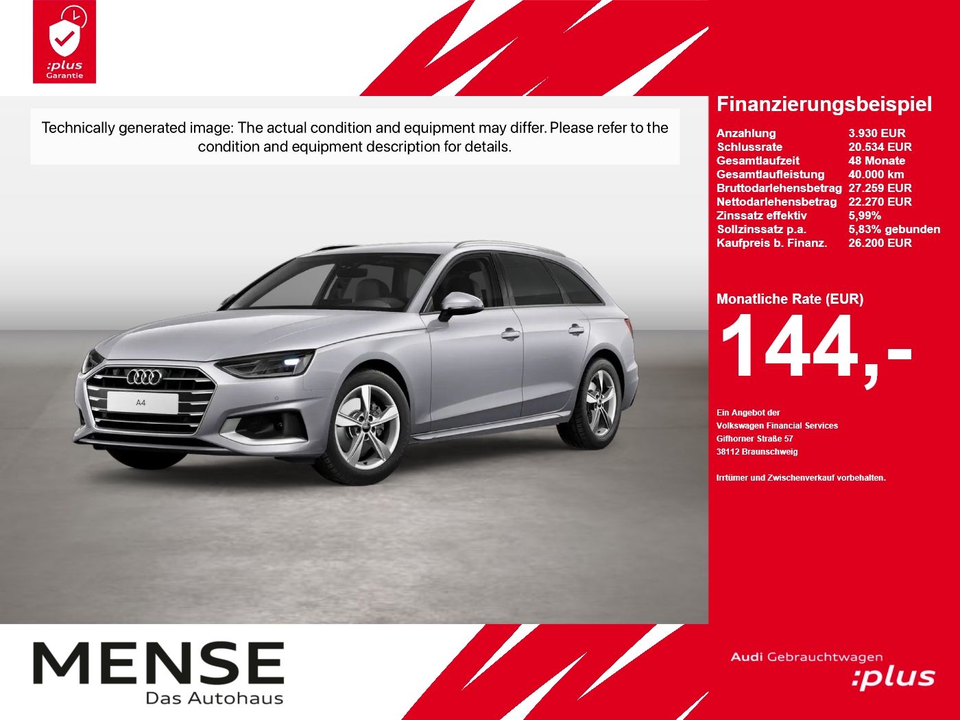 Fahrzeugabbildung Audi A4 Avant 35 TDI S tronic Advanced Navi DynLicht - mit KI generiert/bearbeitet