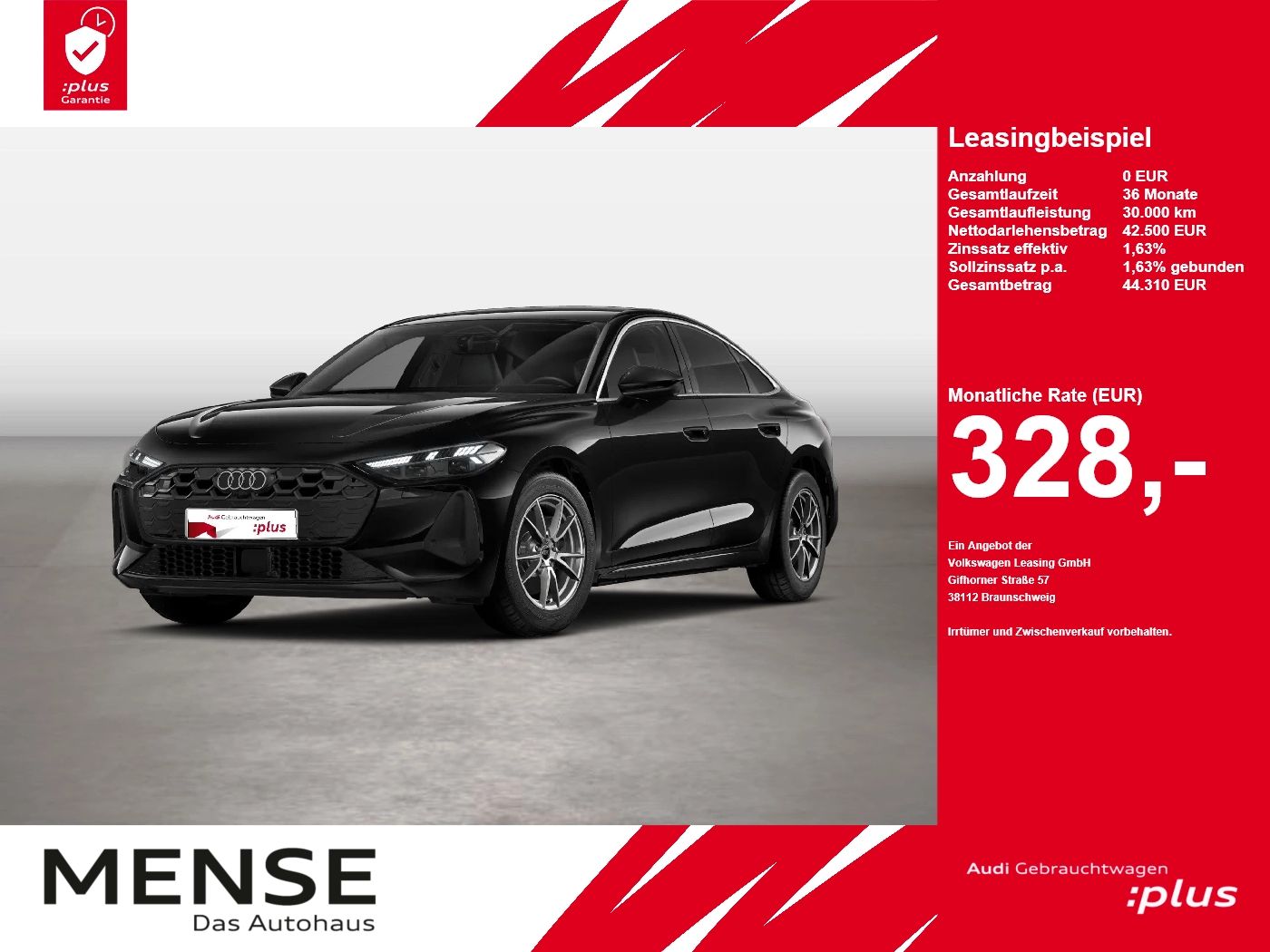 Fahrzeug autohaus mense Fahrzeugabbildung Audi A5 Limousine TDI quattro 150 kW S tronic Matrix - mit KI generiert/bearbeitet