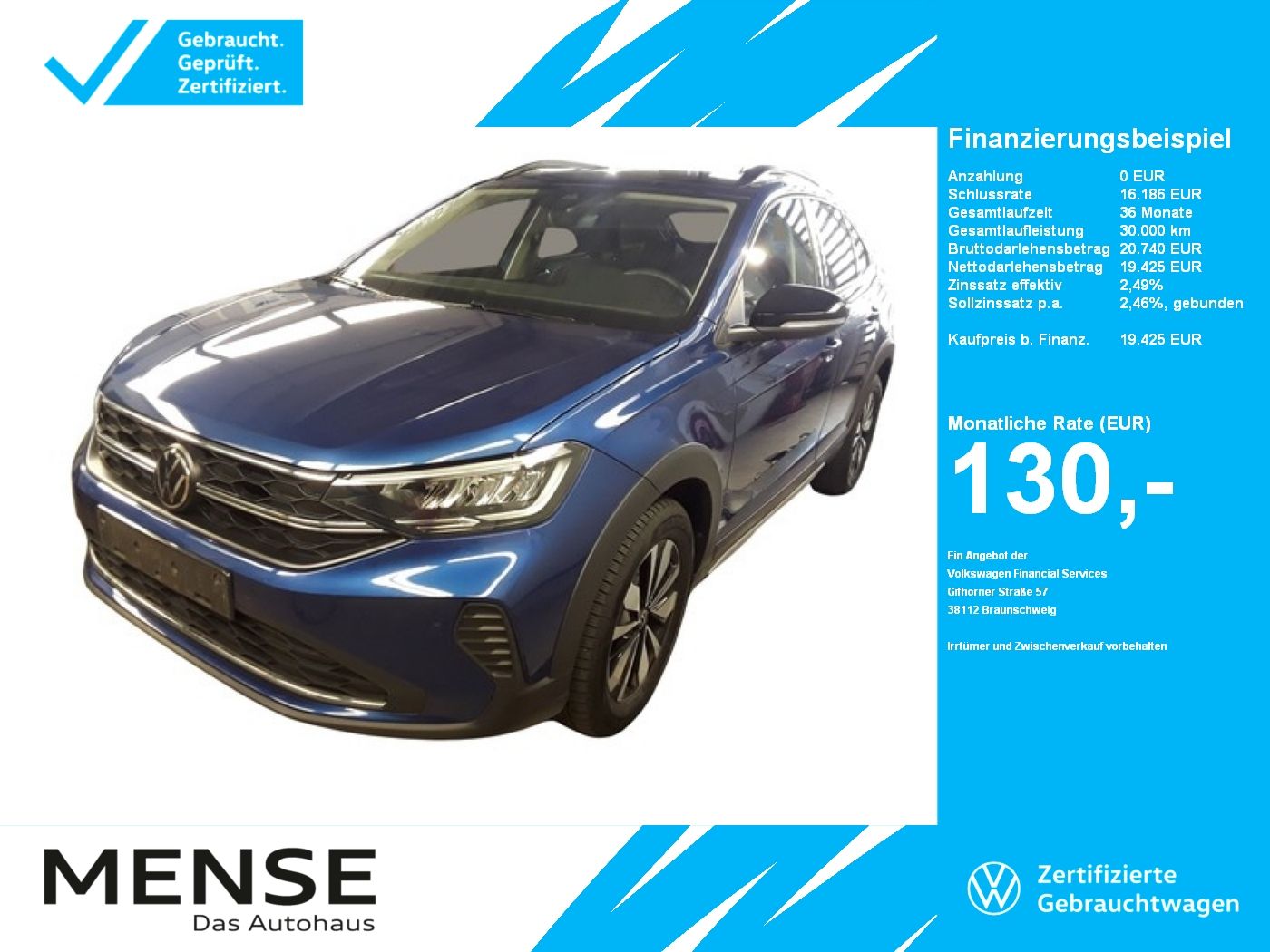Fahrzeuge PKW autohaus mense Volkswagen Taigo 1.0 TSI Goal CarPlay ACC LED VirtualCP PDC