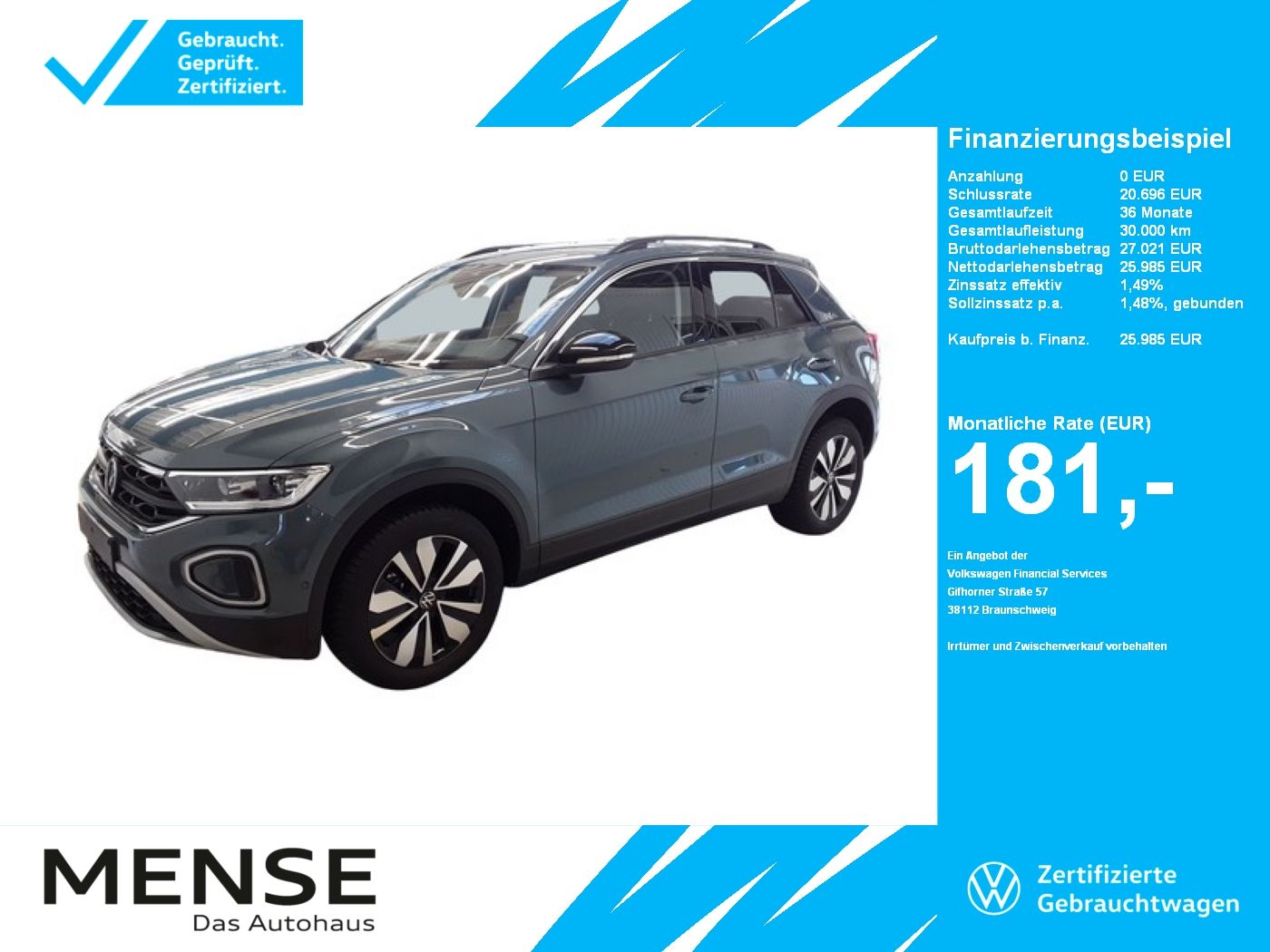 Fahrzeuge PKW autohaus mense Volkswagen T-Roc 1.5 TSI Goal CarPlay Standhzg ACC LED Navi