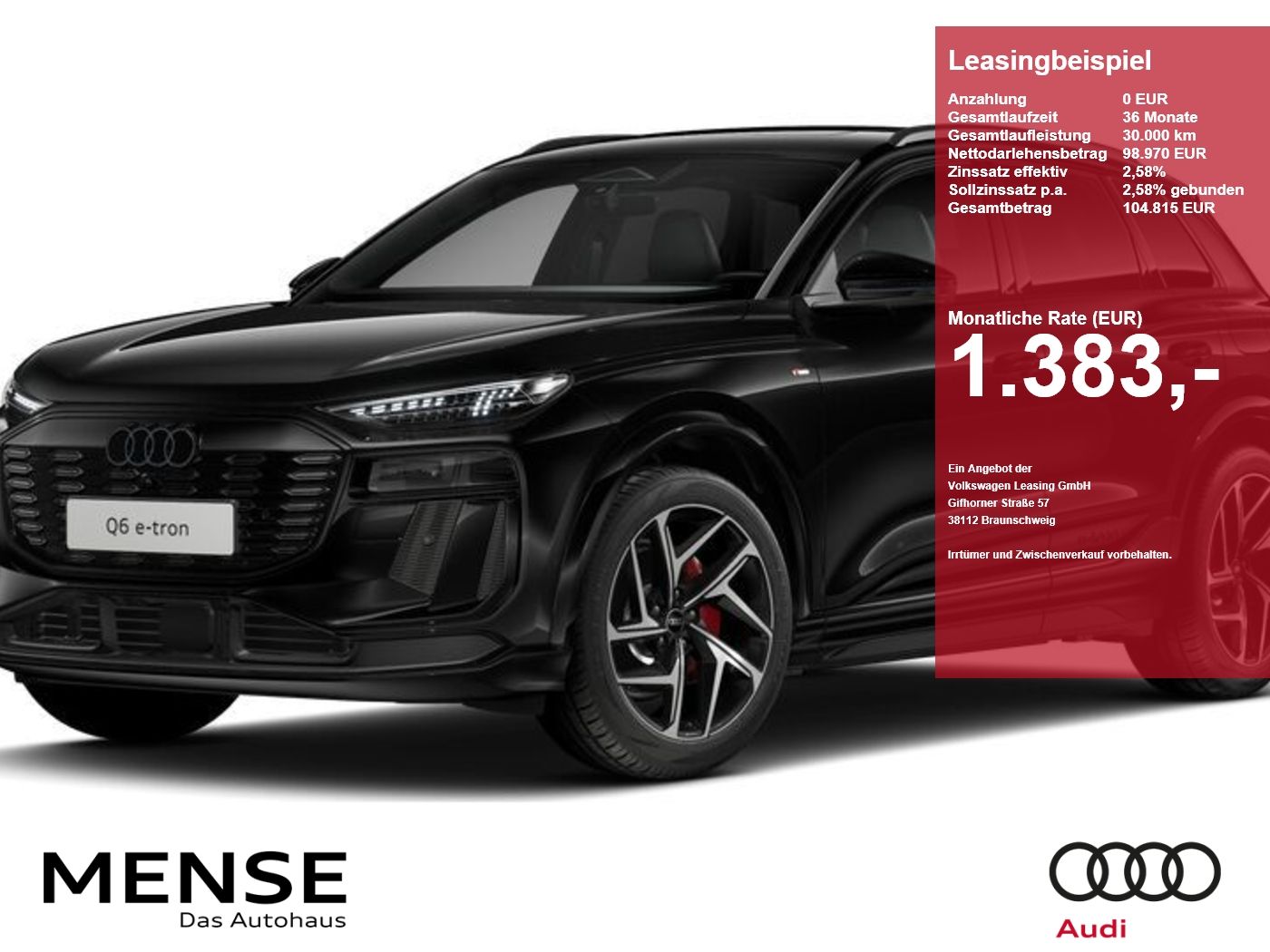 Fahrzeuge PKW autohaus mense Audi Q6 SUV e-tron quattro 315 kW Matrix B&O
